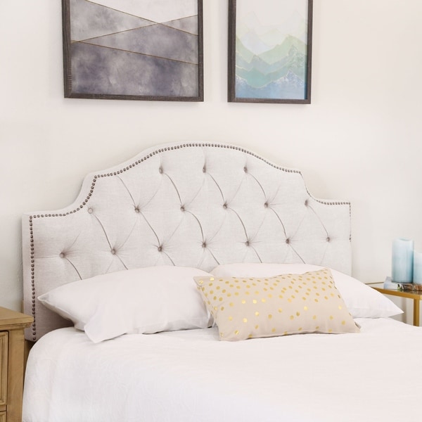 Abbyson Royal Tufted White Queen/ Full Linen Headboard