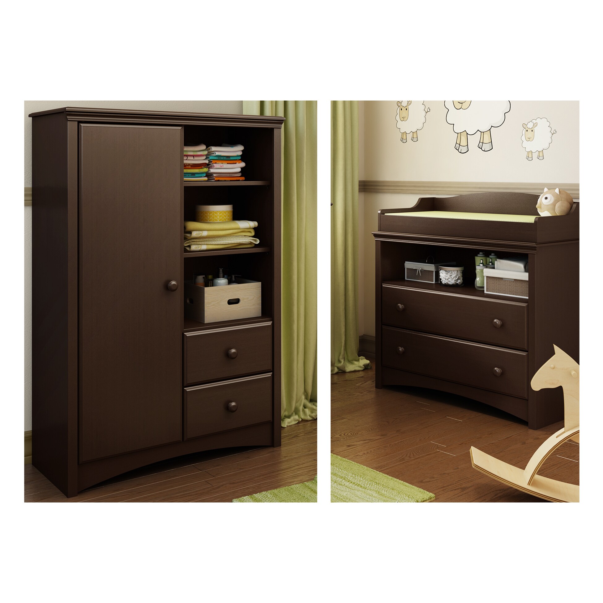 Shop Angel Espresso Changing Table With Drawers Free Shipping