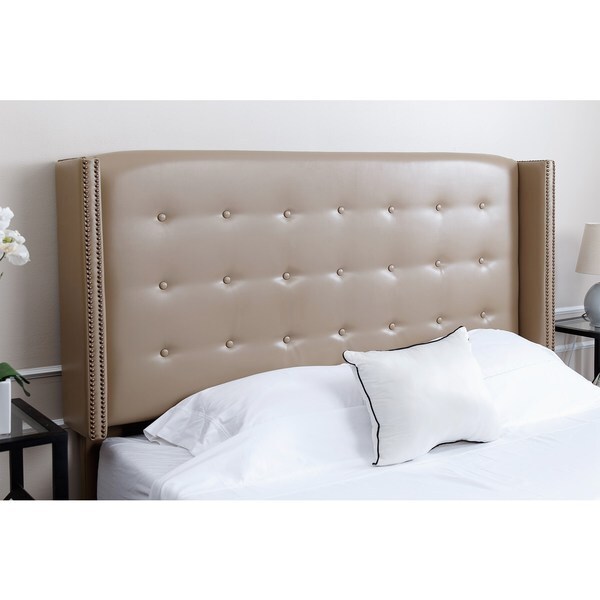Shop Abbyson Parker Tufted Beige Leather Queen/ Full Headboard Free