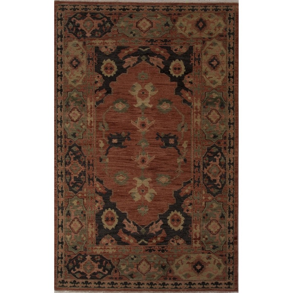 Hand-Knotted Oriental Orange Area Rug (9' X 12') - 8'10" x 11'9"