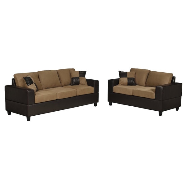 Shop Microfiber and Faux Leather 2-piece Modern Living Room Set - Free
