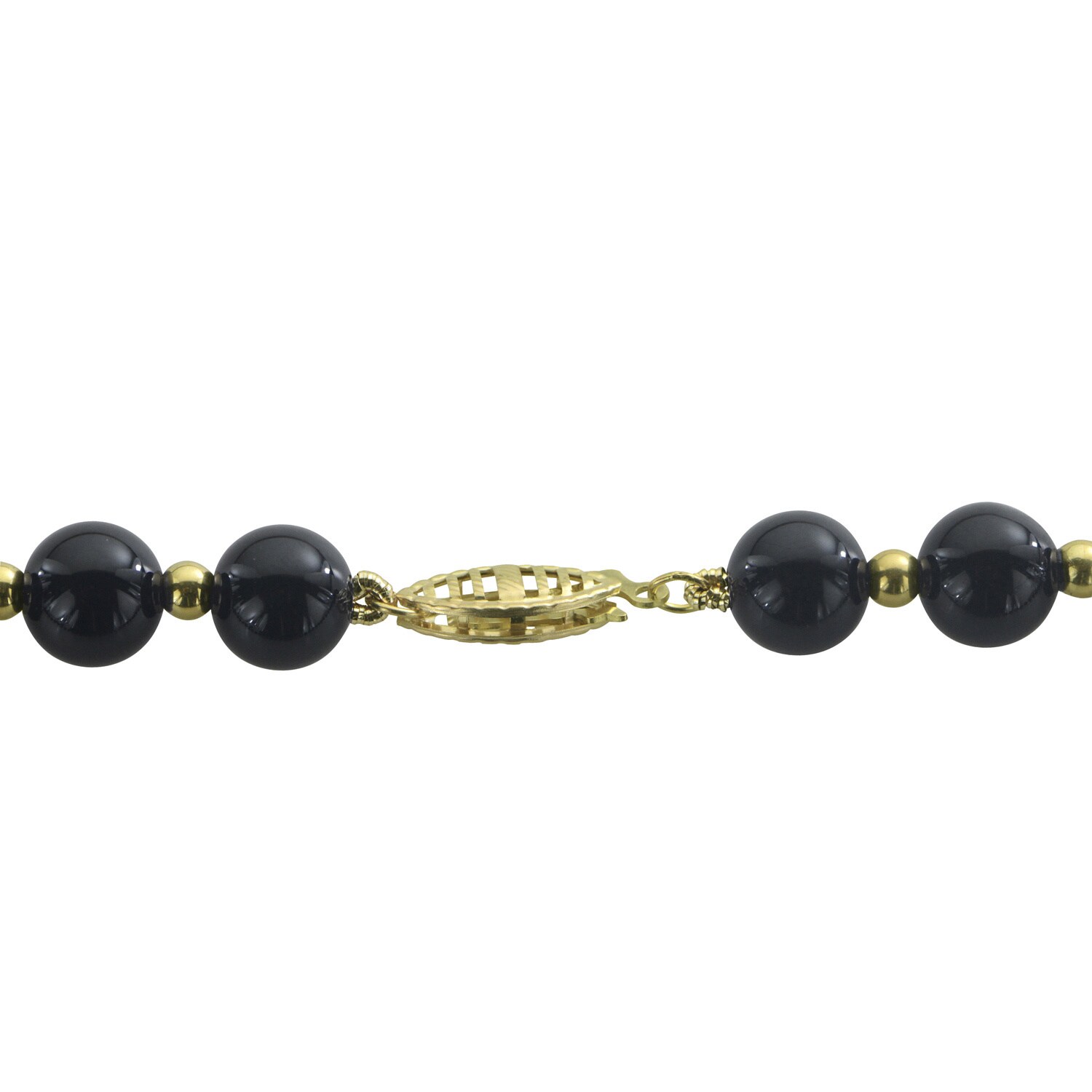 10k Yellow Gold Black Onyx And Gold Bead 3 Piece Jewelry Set Overstock 10148349