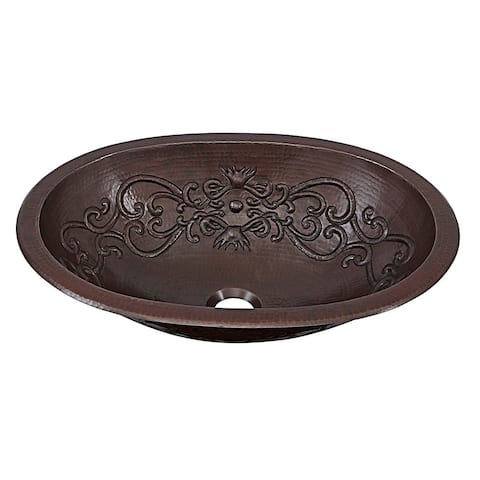 Sinkology Pauling 19" Dual Mount Handmade Pure Solid Copper Sink with Scroll Design