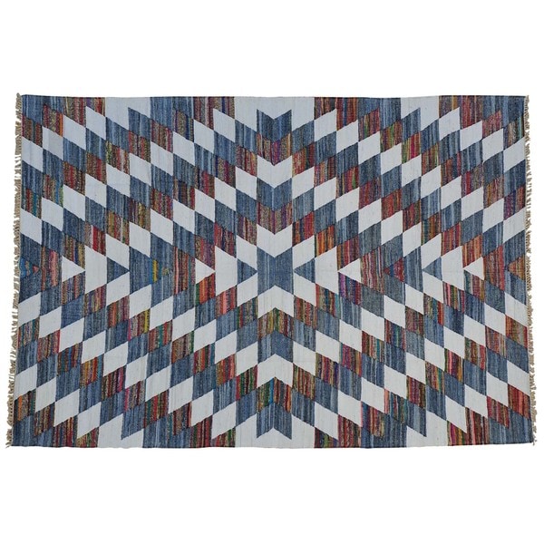 Handmade Cotton and Sari Silk Durie Kilim Oriental Rug - Multi-color