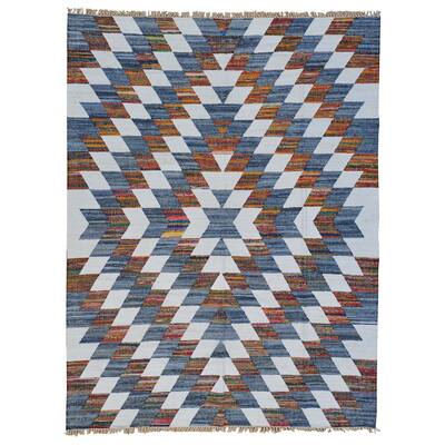 Handmade Flat Weave Wool and Sari Silk Durie Kilim Oriental Rug - Multi-color