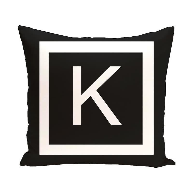Black and White 20 x 20-inch Monogram Print Decorative Pillow