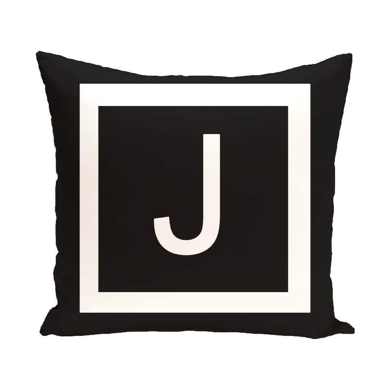 Black and White 20 x 20-inch Monogram Print Decorative Pillow