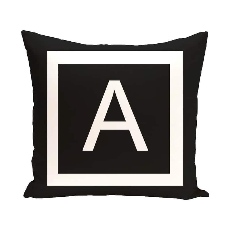 Black and White 20 x 20-inch Monogram Print Decorative Pillow