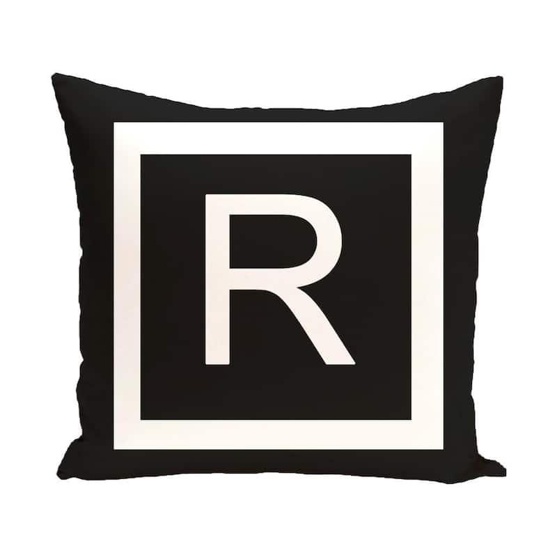 Black and White 20 x 20-inch Monogram Print Decorative Pillow