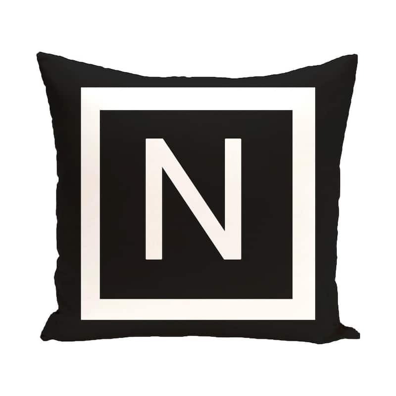 Black and White 20 x 20-inch Monogram Print Decorative Pillow