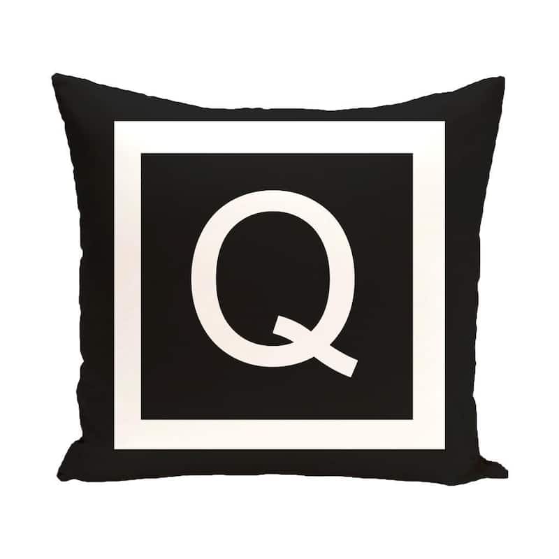 Black and White 20 x 20-inch Monogram Print Decorative Pillow