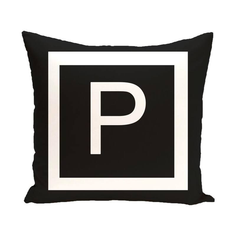 Black and White 20 x 20-inch Monogram Print Decorative Pillow