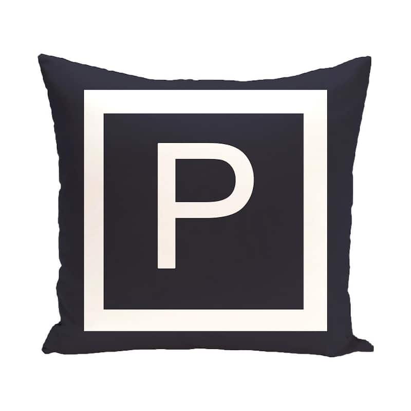 Blue and White 18 x 18-inch Monogram Print Decorative Pillow