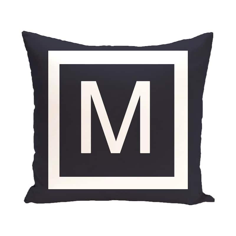 Blue and White 18 x 18-inch Monogram Print Decorative Pillow