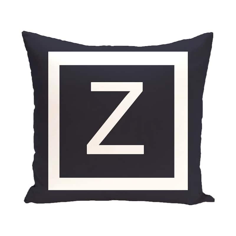 Blue and White 18 x 18-inch Monogram Print Decorative Pillow