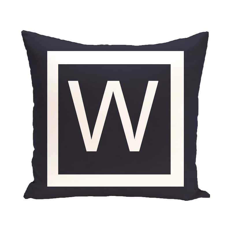 Blue and White 18 x 18-inch Monogram Print Decorative Pillow