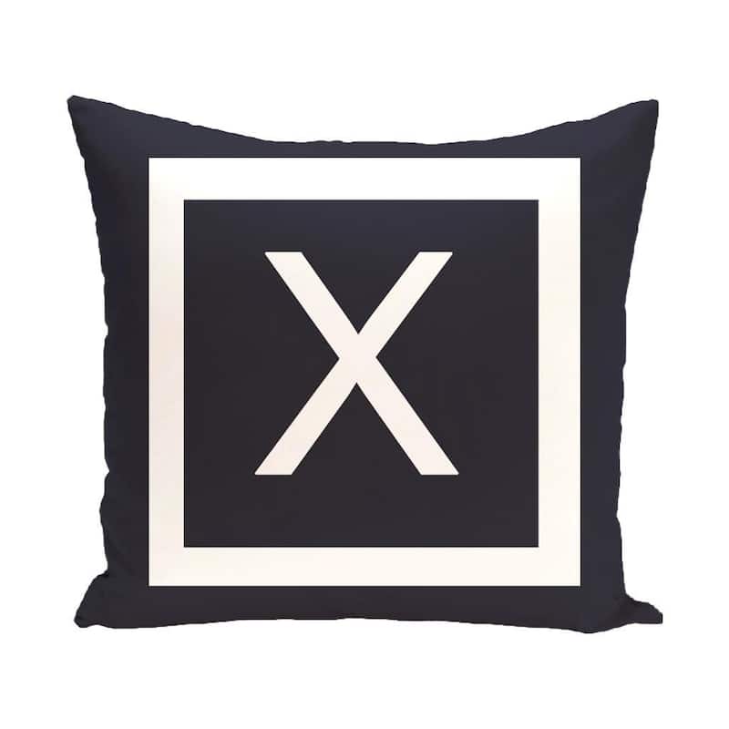 Blue and White 18 x 18-inch Monogram Print Decorative Pillow