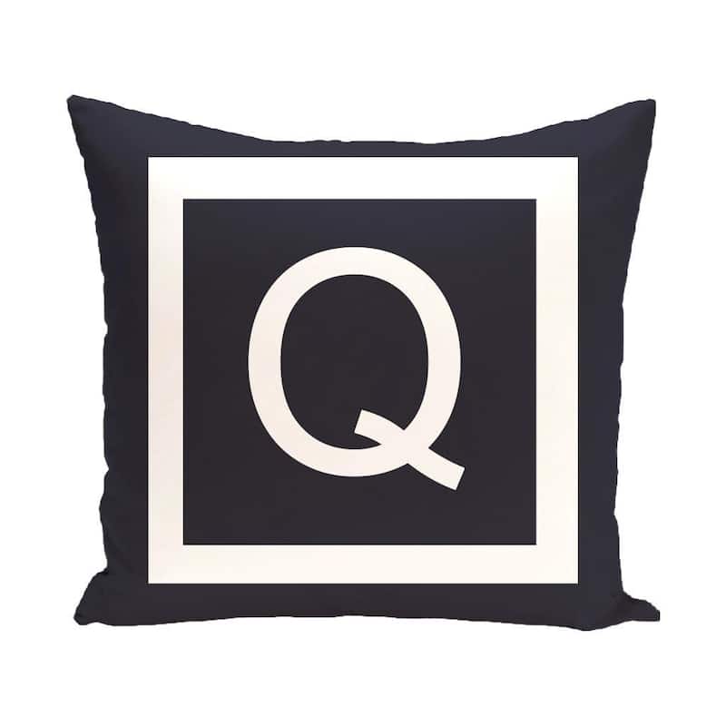 Blue and White 18 x 18-inch Monogram Print Decorative Pillow