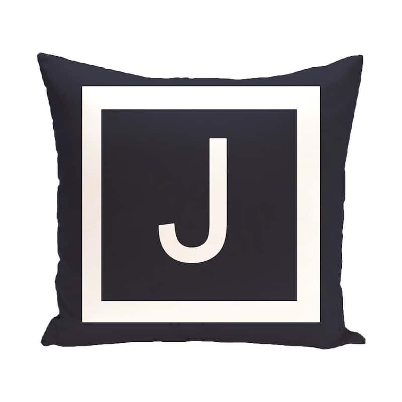 Blue and White 18 x 18-inch Monogram Print Decorative Pillow