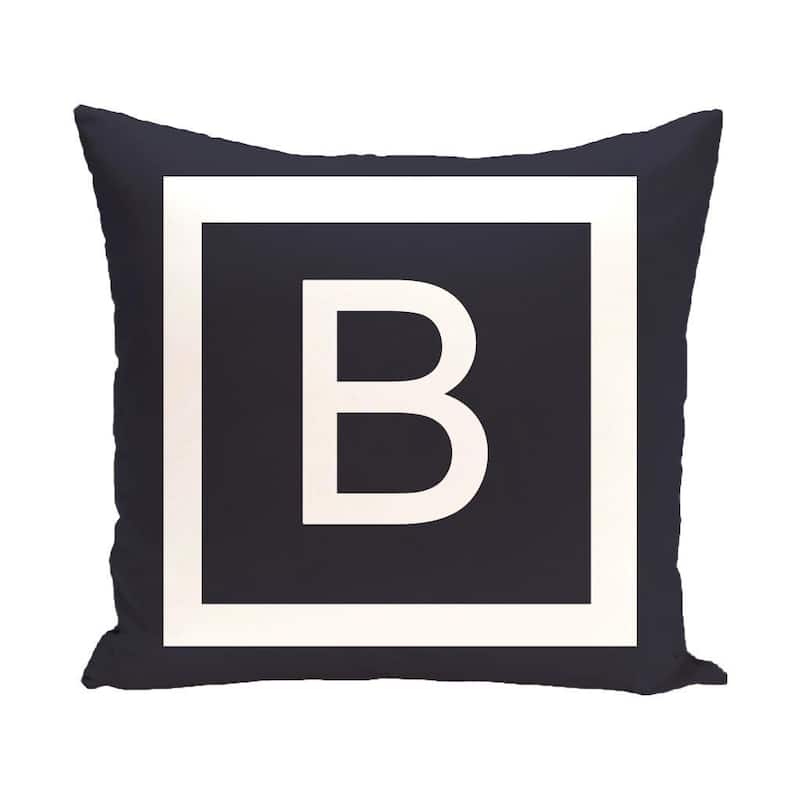 Blue and White 18 x 18-inch Monogram Print Decorative Pillow