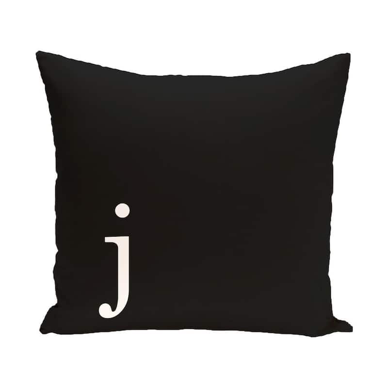 Black and White 20 x 20-inch Monogram Print Decorative Pillow