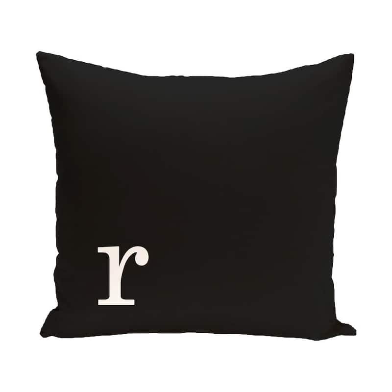 Black and White 20 x 20-inch Monogram Print Decorative Pillow