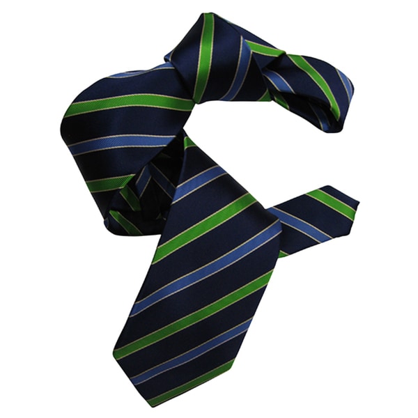 Dmitry Mens Navy Striped Italian Silk Tie