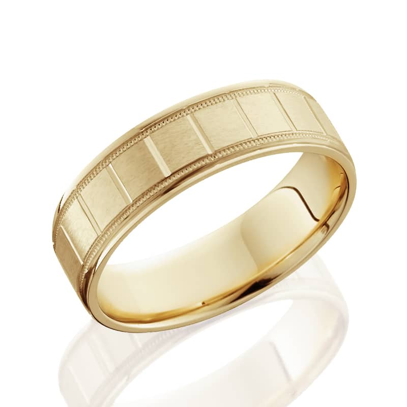 Bliss 14k White Yellow And Rose Gold Men's 6mm Brushed comfort Fit Wedding Band - Yellow, Size 6