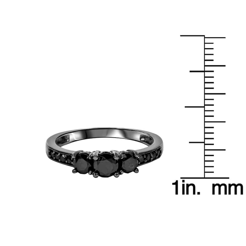 10k Black Gold 1 1/5ct TDW Black Diamond Three Stone Engagement Ring
