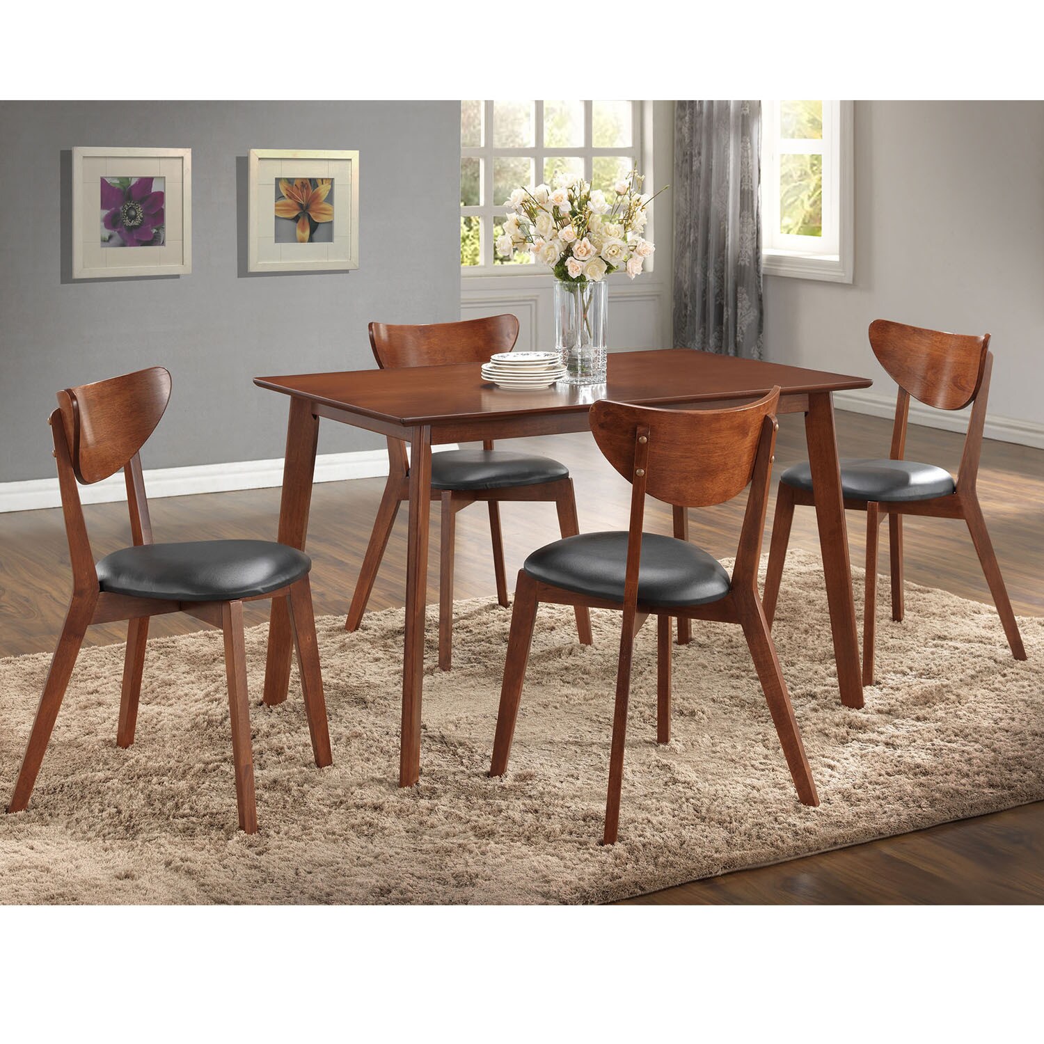 walnut 5 piece dining set