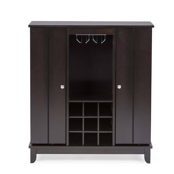 Shop Traditional Dark Brown Wood Wine Cabinet By Baxton Studio