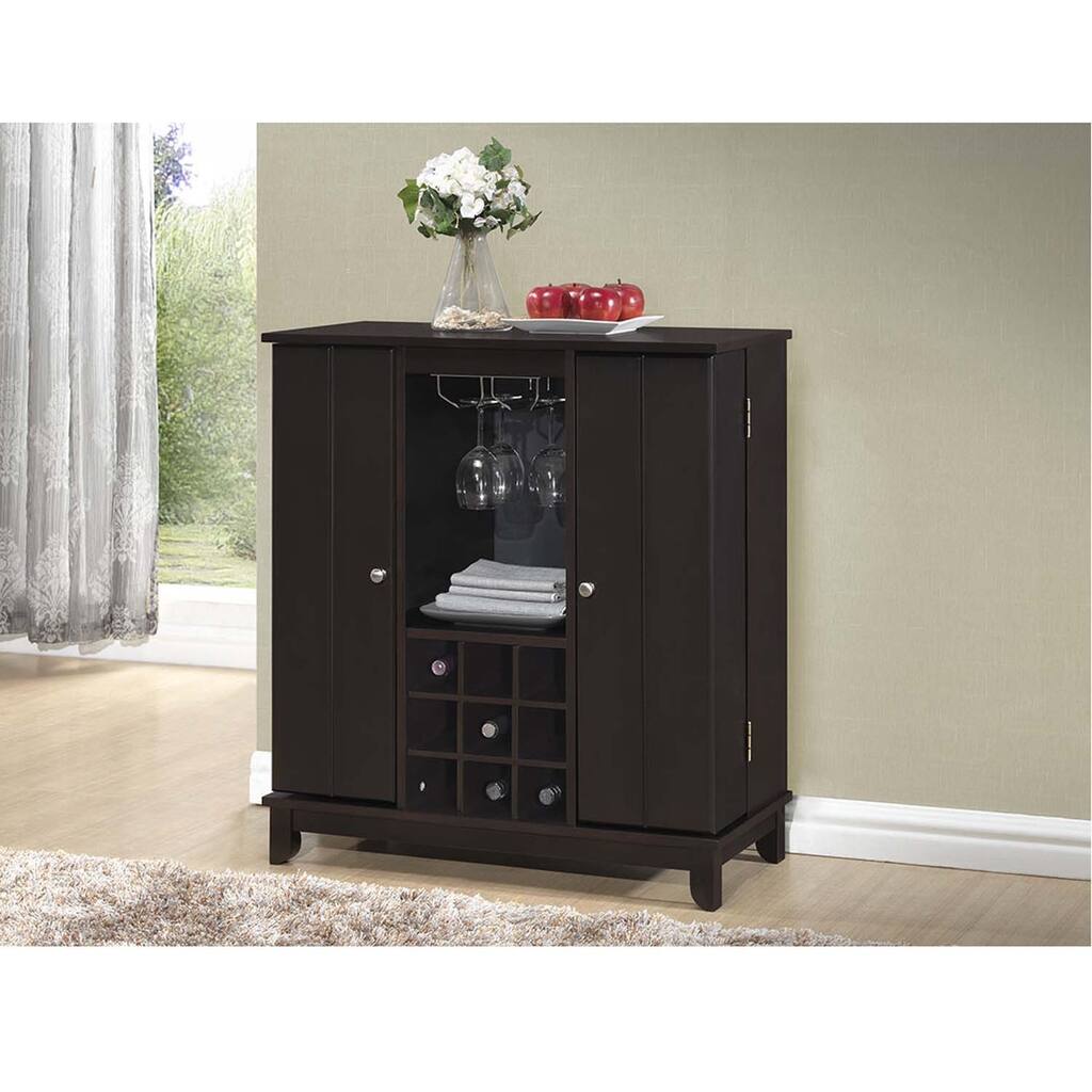 Traditional Dark Brown Wood Wine Cabinet by Baxton Studio