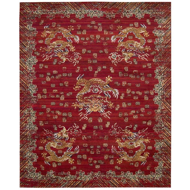 Nourison Dynasty Area Rug - 8'6" x 11'6" - Red - Rectangle