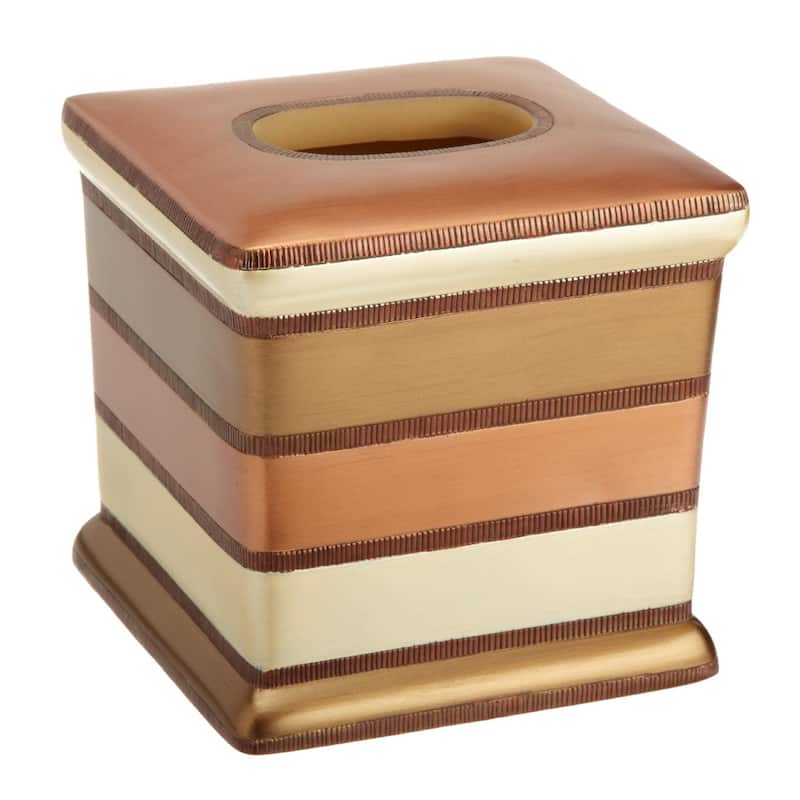 Ultra-Modern Bath Accessory Collection - Multi - Copper Striped Tissue Box