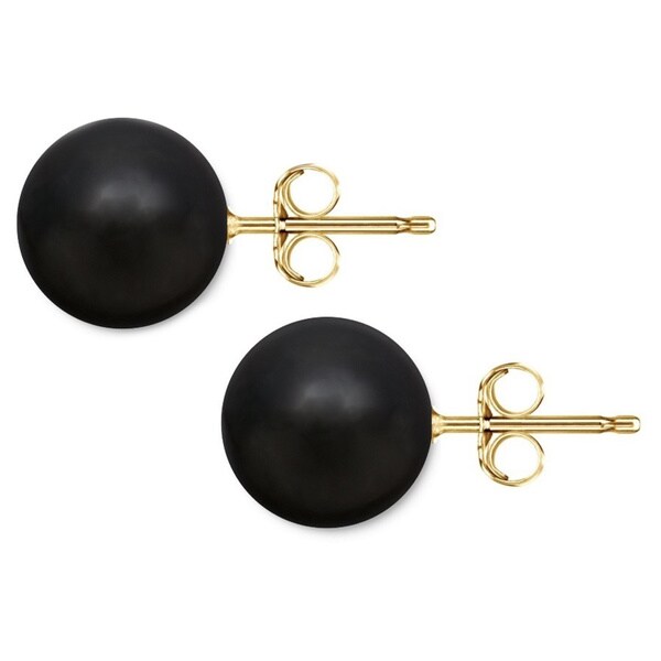 black onyx stud earrings yellow gold
