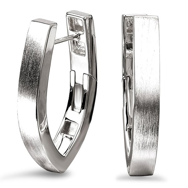 Avanti Sterling Silver Satin Finish V-Shape Hoop Earrings