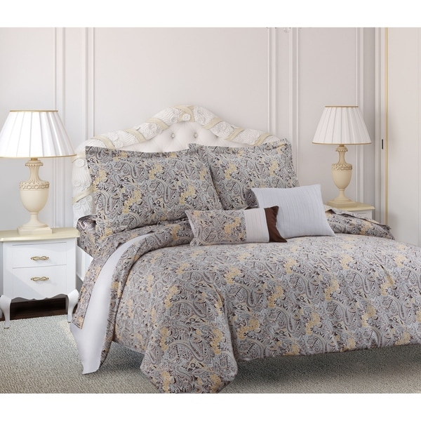 Tribeca Living Fiji Printed Cotton Paisley 5-piece Duvet Cover Set