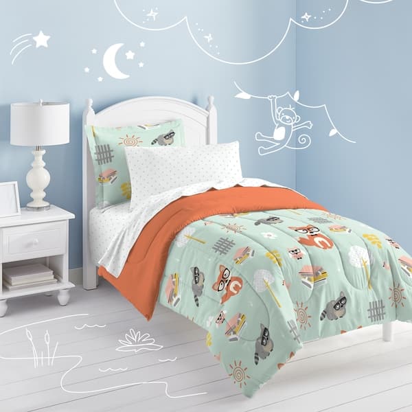 slide 2 of 6, Dream Factory Woodland Friends Twin Bed in a Bag with Sheet Set