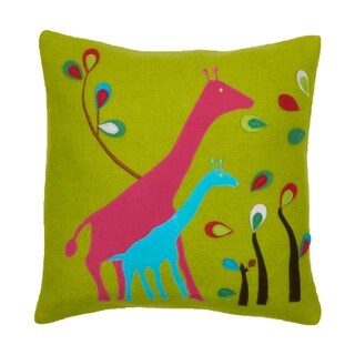 Cottage Home Giraffe Felt/ Wool 12 Inch Throw Pillow