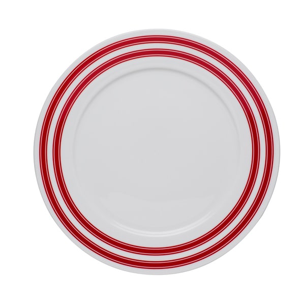 Shop Race Stripe Red Rim 10.5-inch Dinner Plate (Set of 4) - Free ...