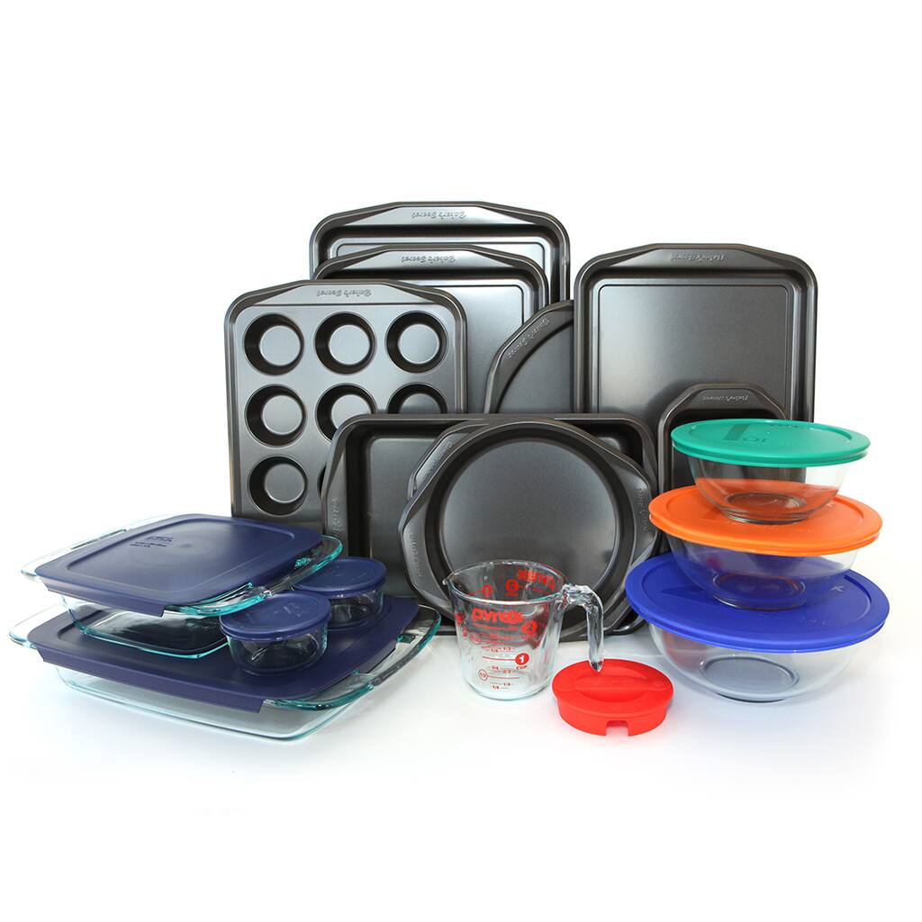 Baker's Secret Signature and Pyrex Glass and Aluminum 25-piece Bakeware Set