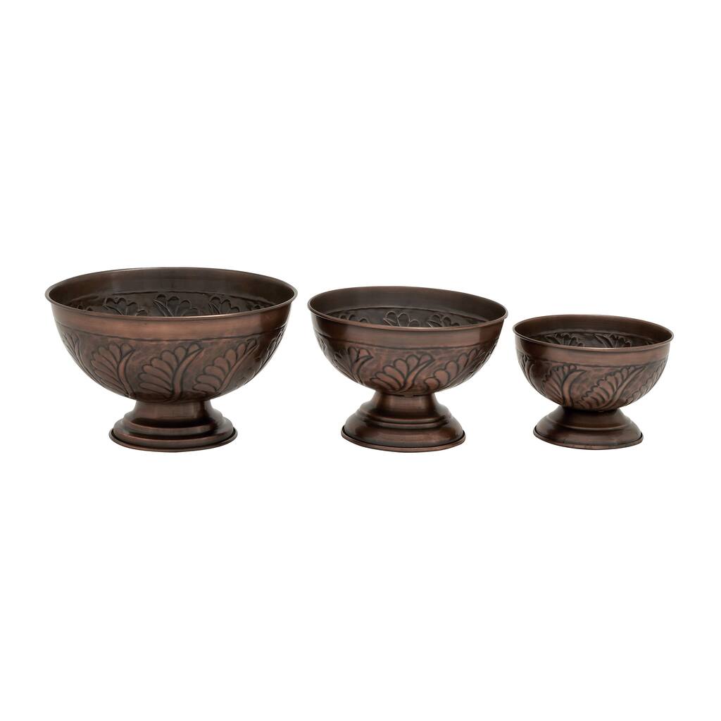 Traditional Set of Three Metal Bronze Bowls