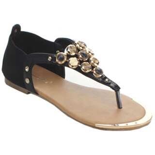 gemstone t strap sandals