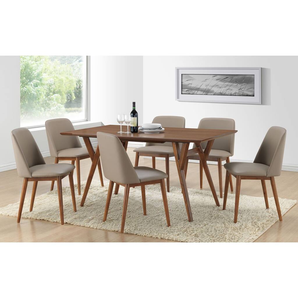 Mid-Century Walnut 7-Piece Dining Set by Baxton Studio