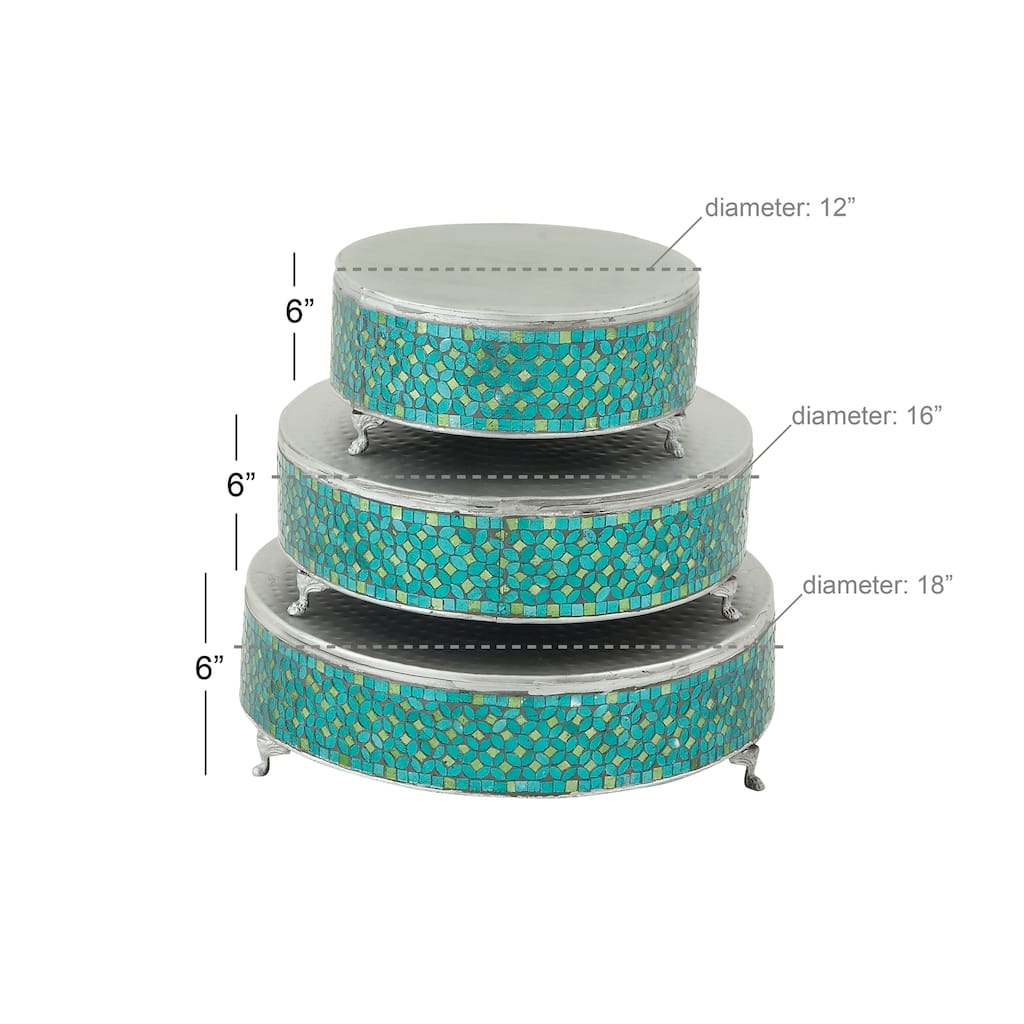 Remarkable Set of Three Metal Mosaic Cake Stand
