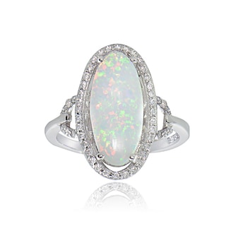 Shop Glitzy Rocks Sterling Silver Diamond Accent Created White Opal and ...