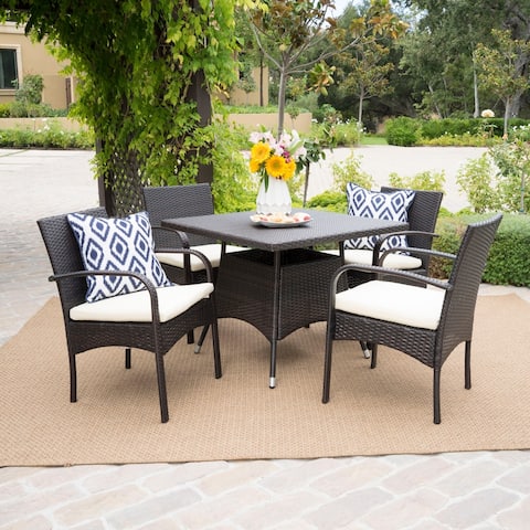 Patterson Outdoor 5-piece Wicker Dining Set with Cushions by Christopher Knight Home