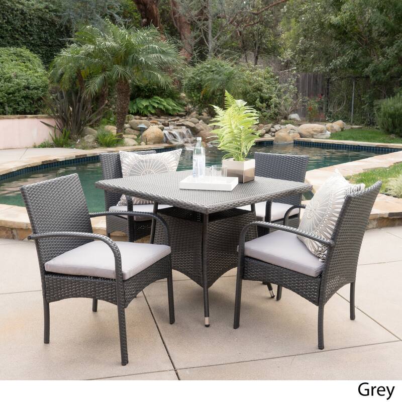Patterson Outdoor 5-piece Wicker Dining Set with Cushions by Christopher Knight Home