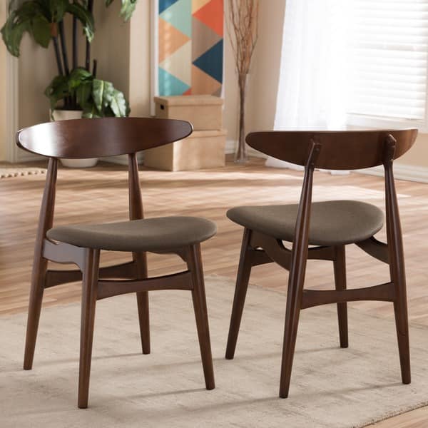 slide 2 of 5, Set of 2 Flamingo Mid-Century Solid Wood Dining Chairs