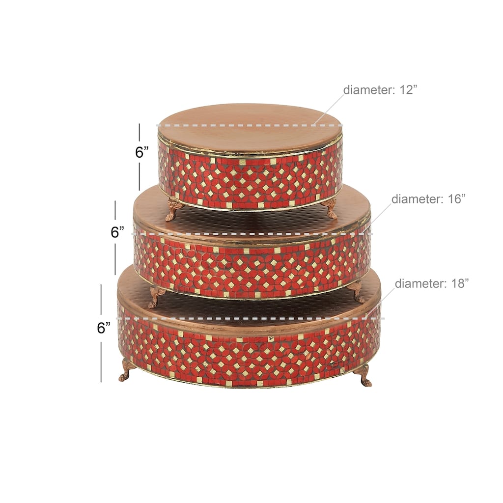 Incredible Set of Three Metal Mosaic Cake Stand